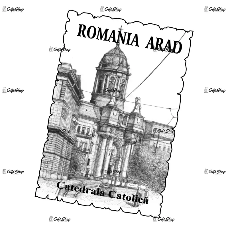 Arad, romania, catedrala catolica, magnet frigider mgs010